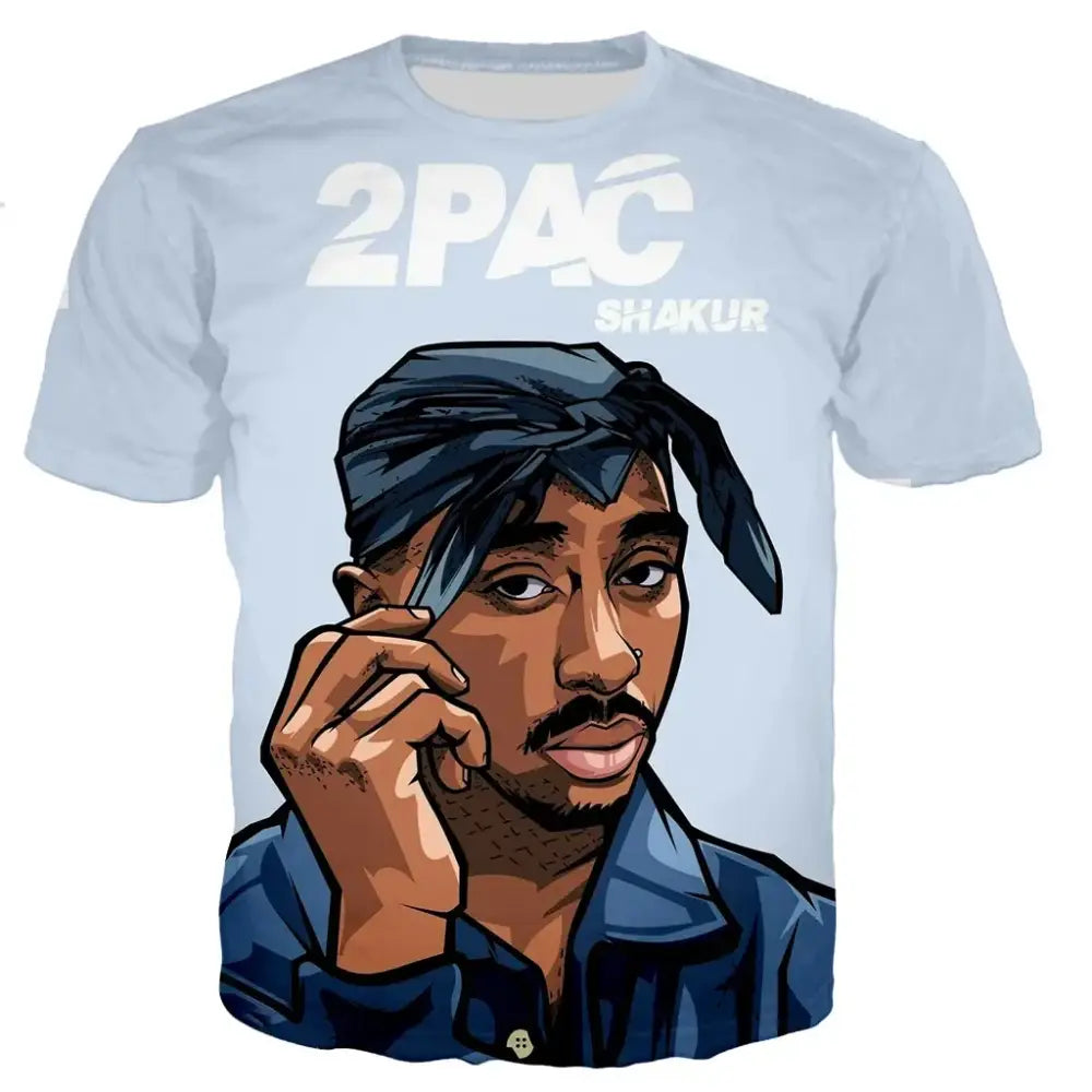 Y2k popstar tupac 3d printed t-shirts for authentic streetwear - 2pac shakur / 2xl