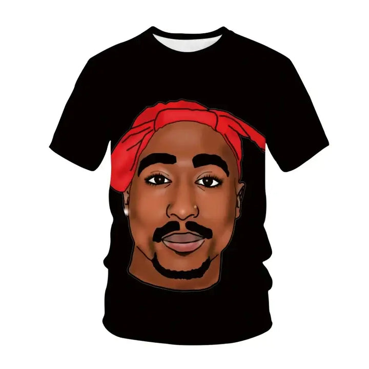 Y2k popstar tupac 3d printed t-shirts for authentic streetwear - face 2pac / xl