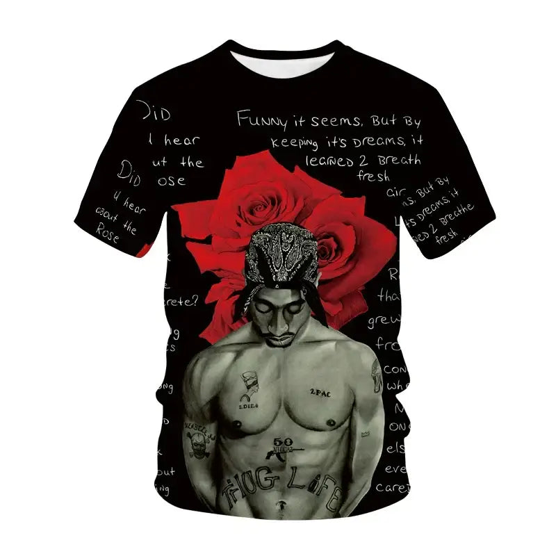 Y2k popstar tupac 3d printed t-shirts for authentic streetwear - funny its seems / 2xl