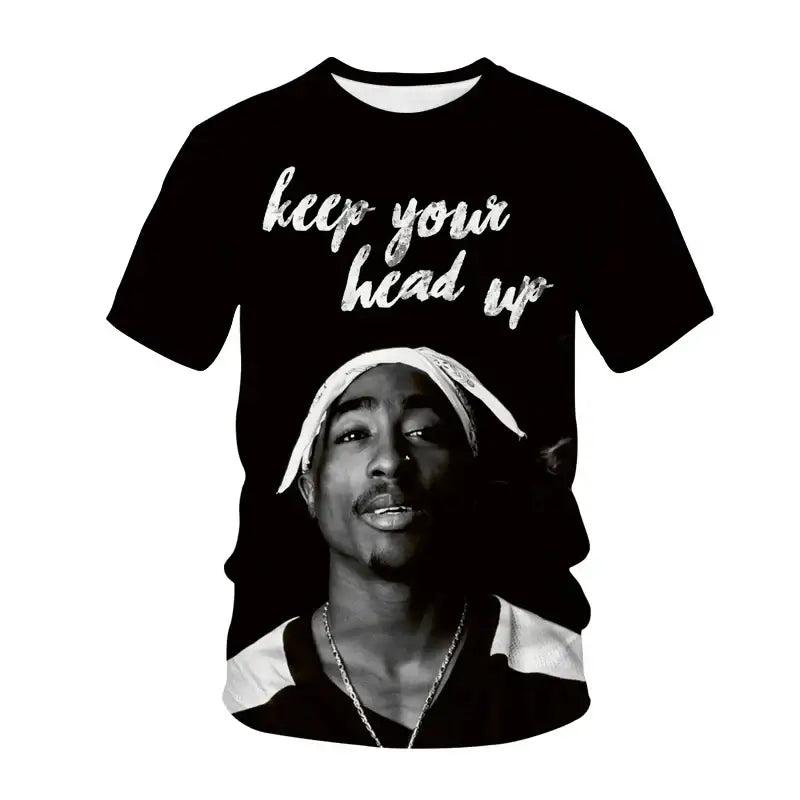 Y2k popstar tupac 3d printed t-shirts for authentic streetwear - keep your / xl