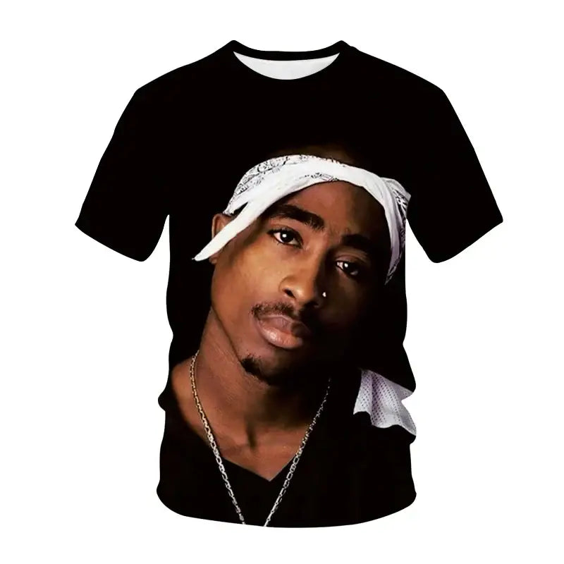 Y2k popstar tupac 3d printed t-shirts for authentic streetwear - legende / xl