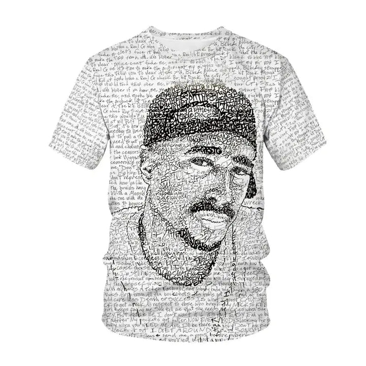 Y2k popstar tupac 3d printed t-shirts for authentic streetwear - lettering / 2xl