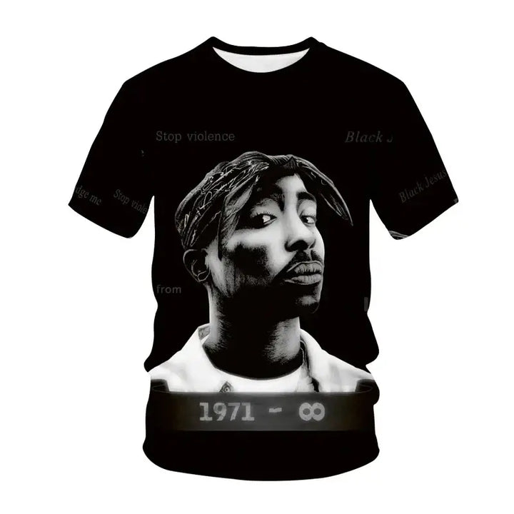 Y2k popstar tupac 3d printed t-shirts for authentic streetwear - memories / 2xl