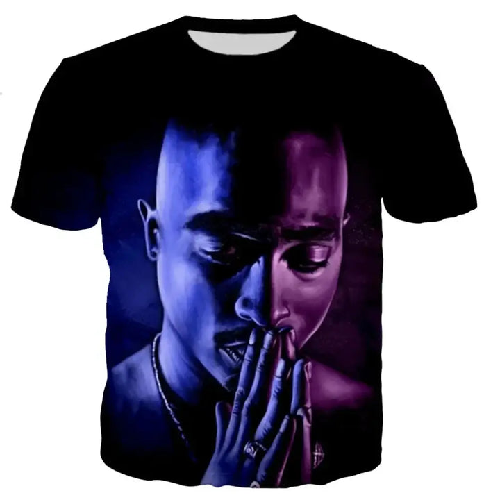 Y2k popstar tupac 3d printed t-shirts for authentic streetwear - pray / 2xl