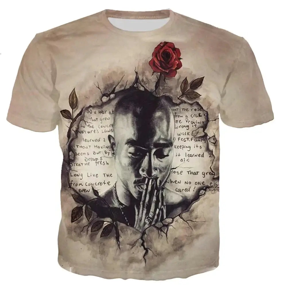 Y2k popstar tupac 3d printed t-shirts for authentic streetwear - rest in peace / 2xl