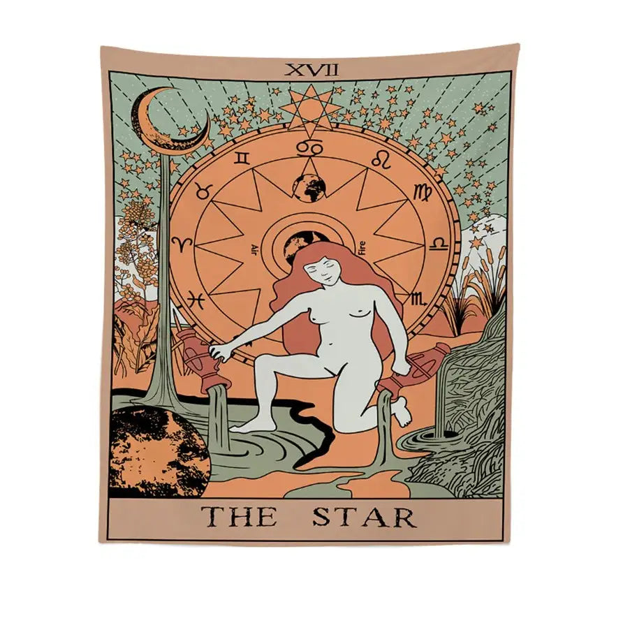 Aesthetic tarot cards tapestry for spiritual home decor - 150x100 cm / 59.1x39.4 in / d