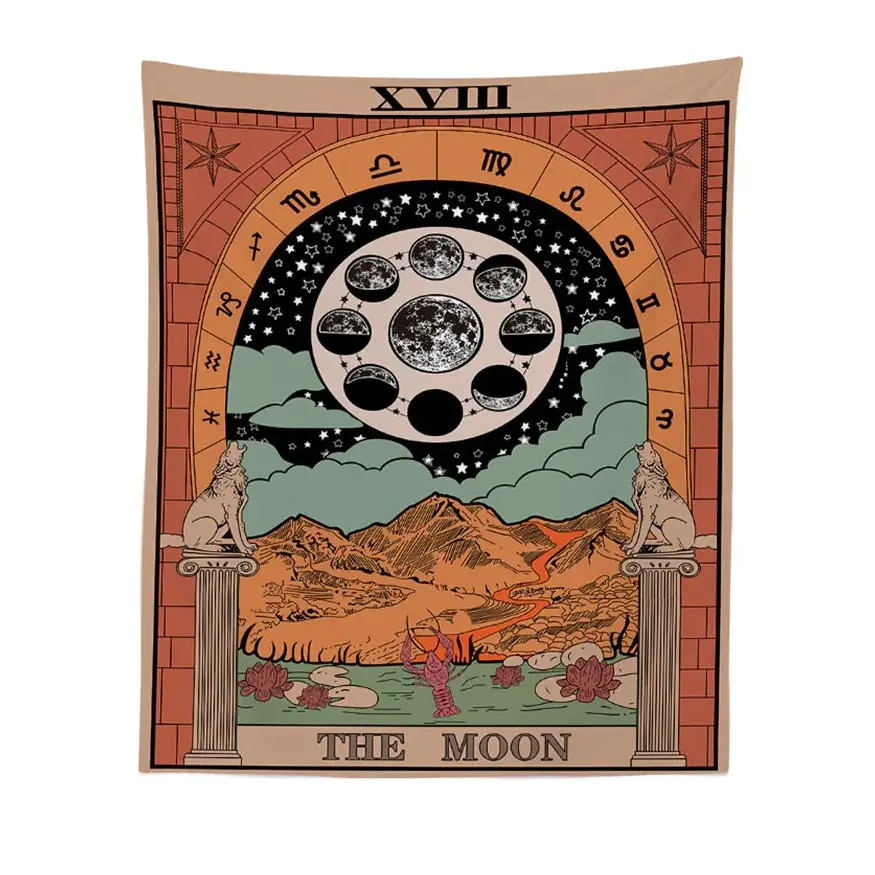 Aesthetic tarot cards tapestry for spiritual home decor - 150x100 cm / 59.1x39.4 in / f