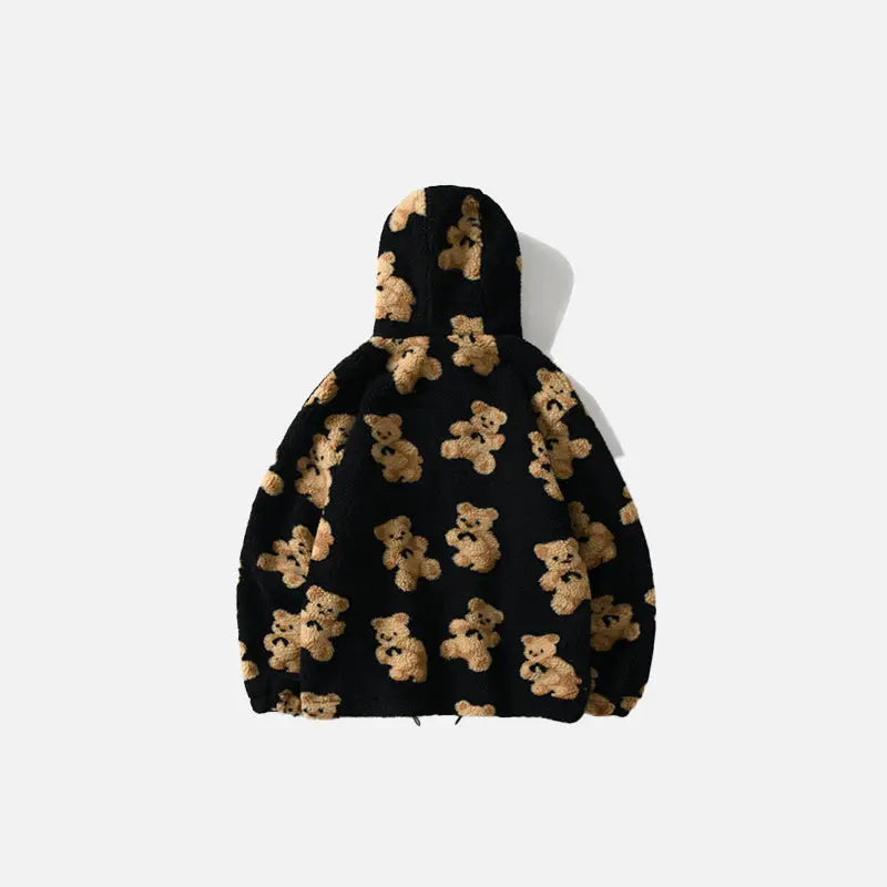 Teddy bear fuzzy hoodie y2k - jackets
