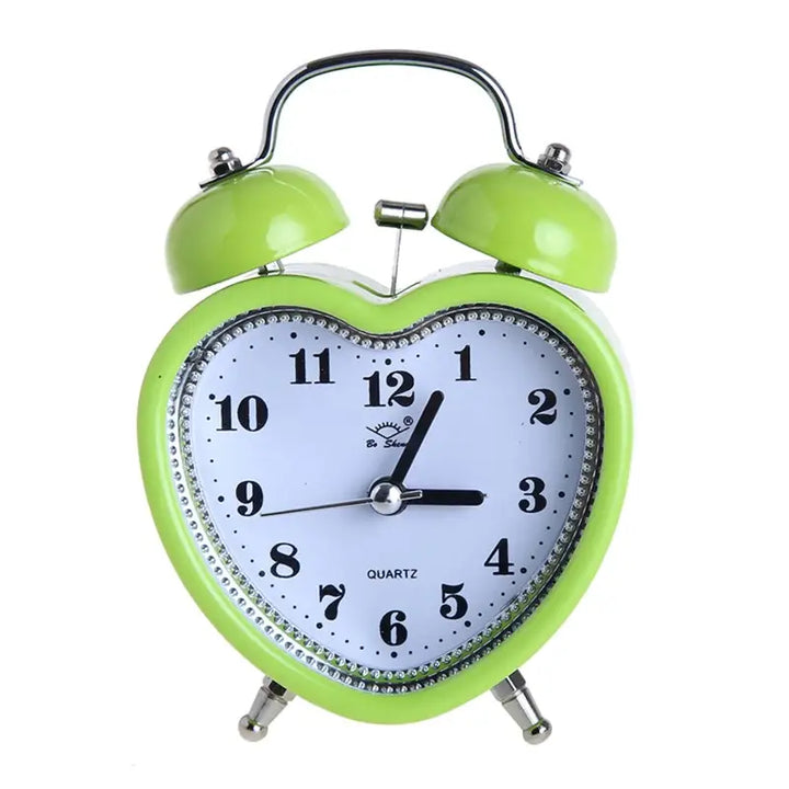 Silent heart shape alarm clock for peaceful sleep - green