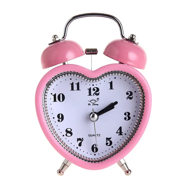 Silent heart shape alarm clock for peaceful sleep - pink