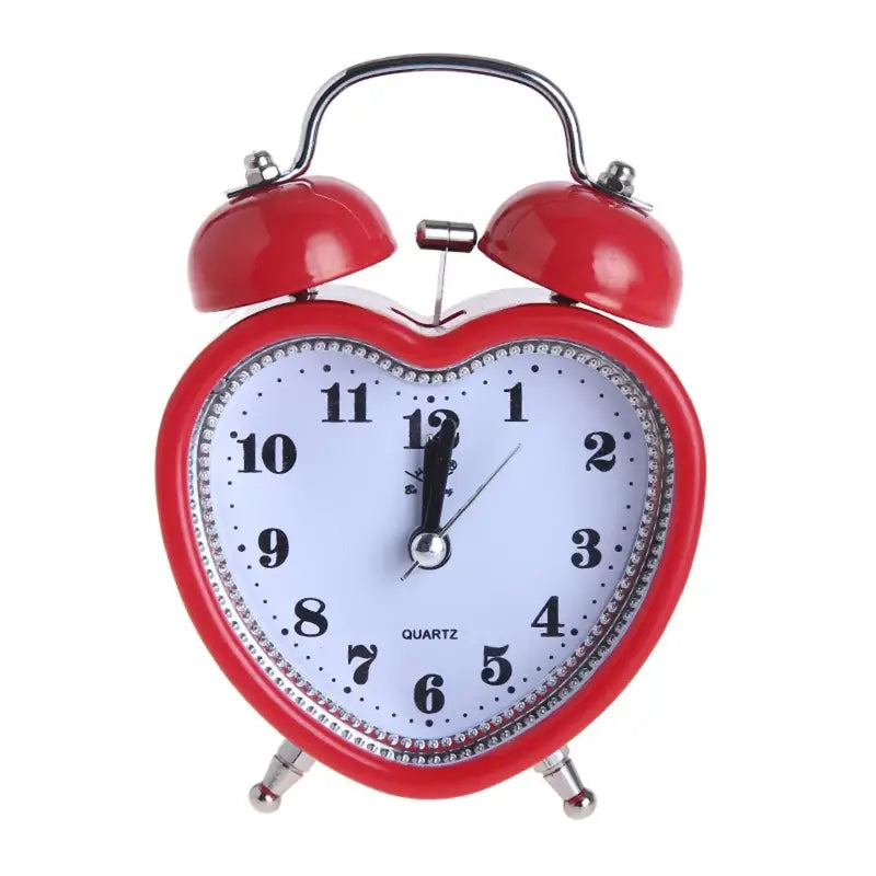 Silent heart shape alarm clock for peaceful sleep - red