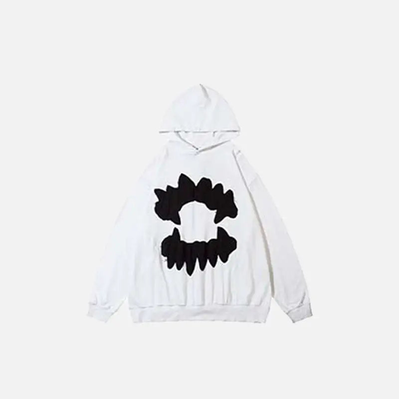 Tiger tooth hoodie y2k - white / m - hoodies
