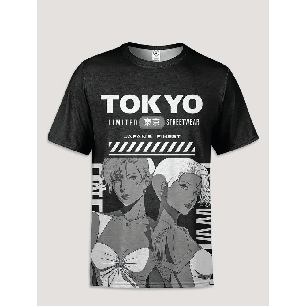 Tokyo anime graphic all over printed t-shirt - xs / grey - t-shirt