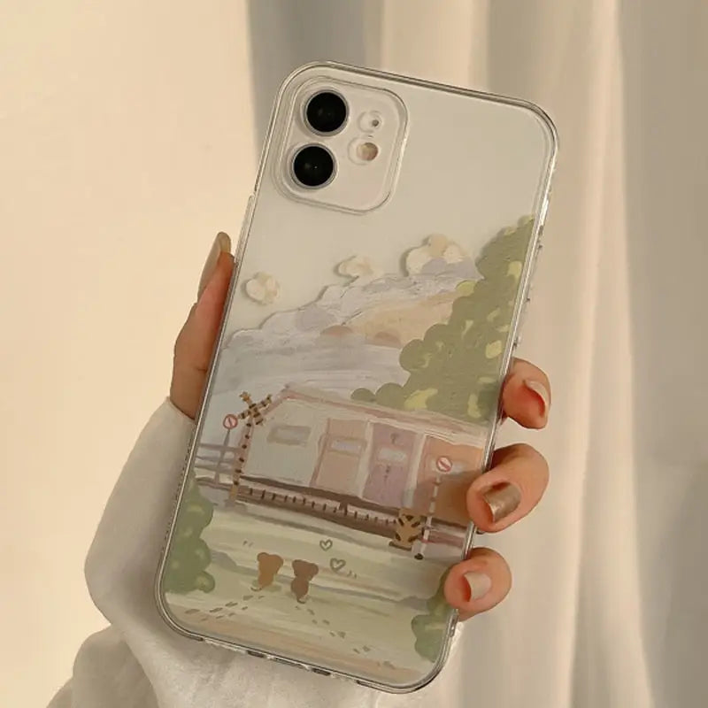 Train painting mobile phone case for iphone y2k - cases