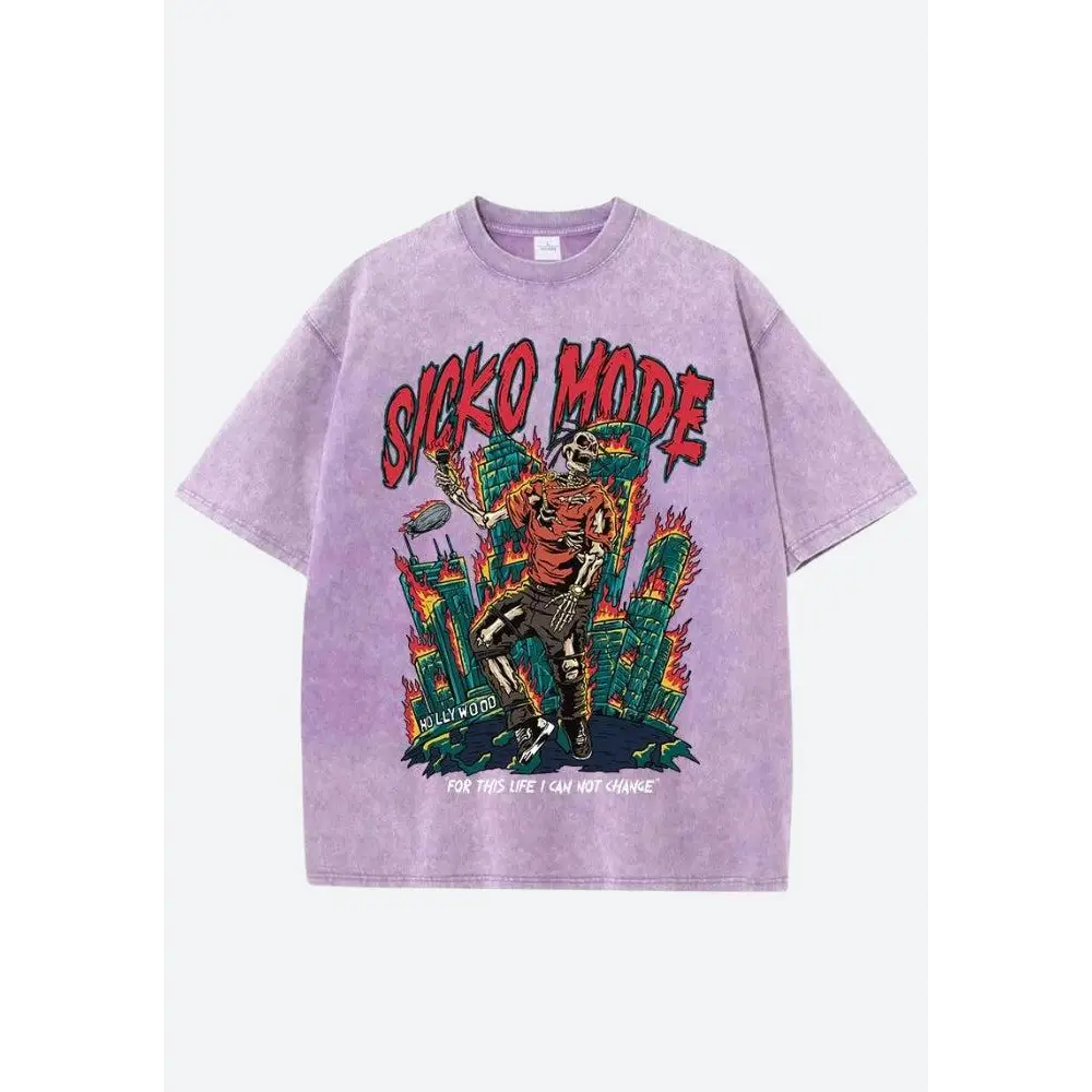 Travis scott sicko mode tee featuring butterfly effect design - purple / s