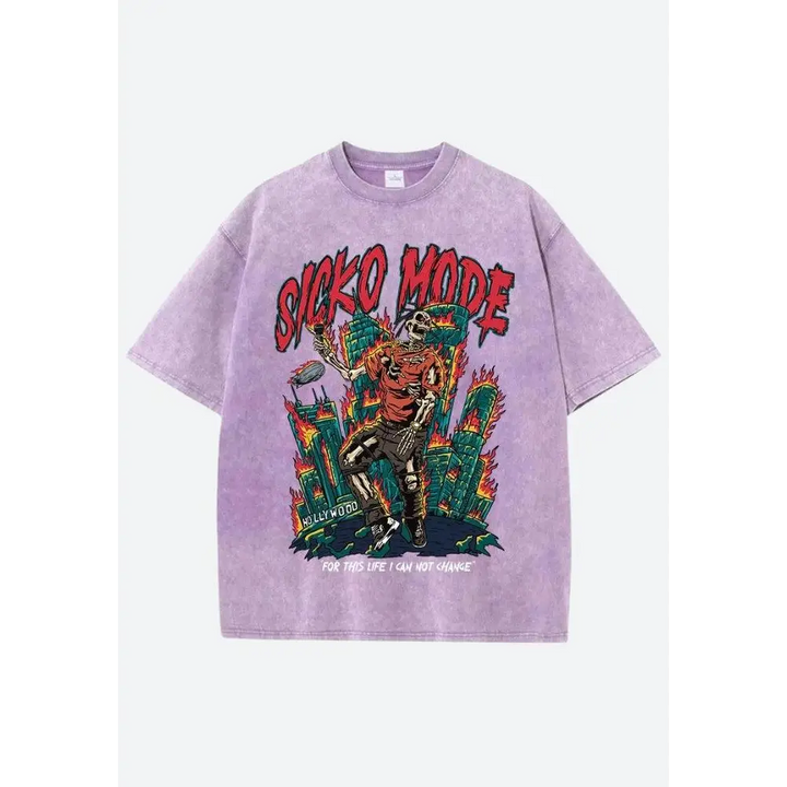 Travis scott sicko mode tee featuring butterfly effect design - purple / s