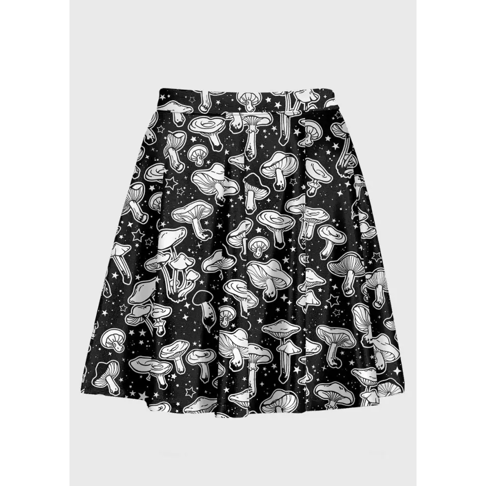 Trendy dark academia galaxy mushroom skirt for fashion enthusiasts - s-l / black - women skirts