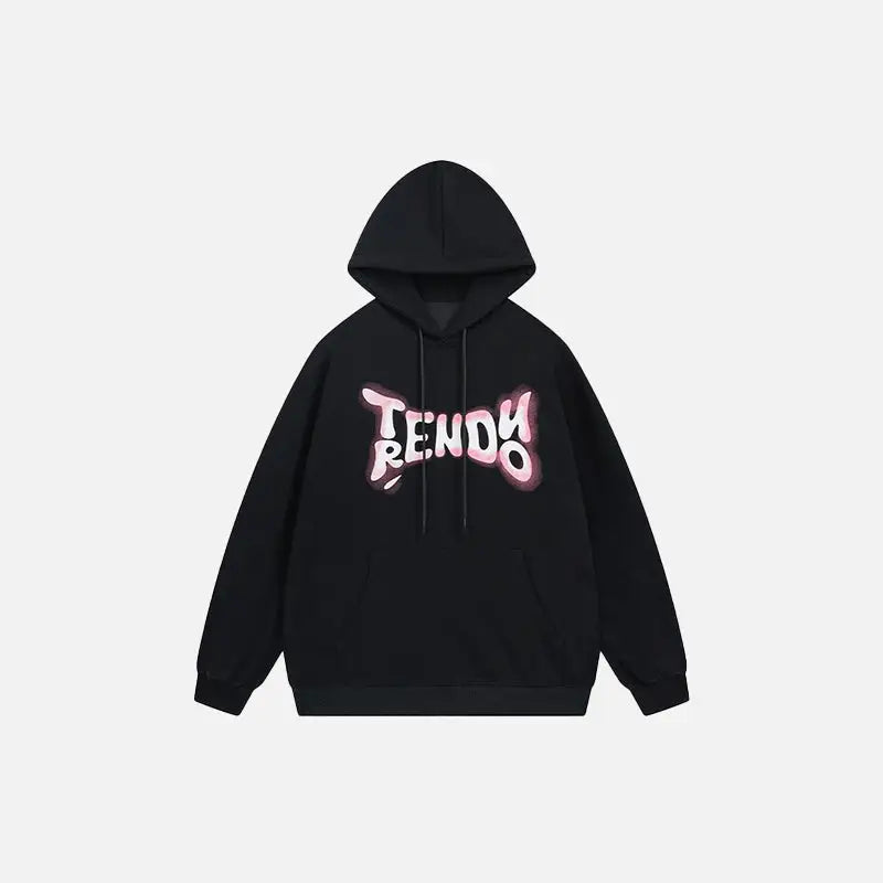 Trendy letter print hoodie y2k - black / m - hoodies