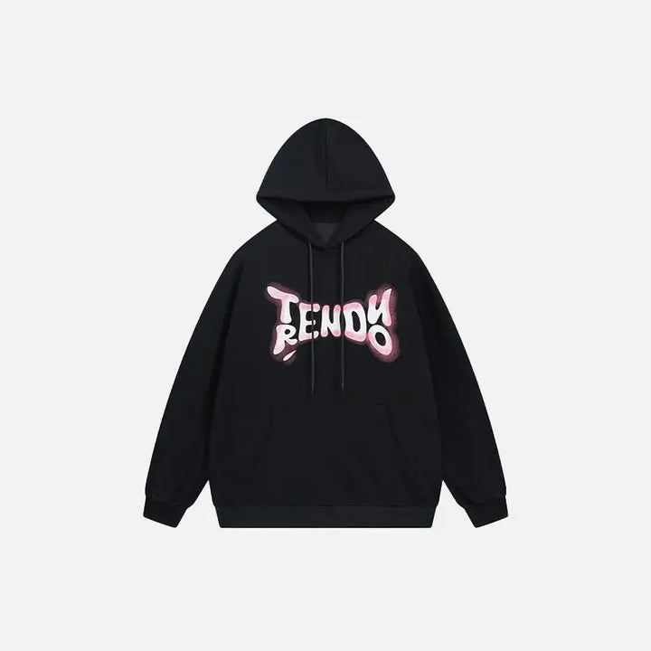 Trendy letter print hoodie y2k - black / m - hoodies
