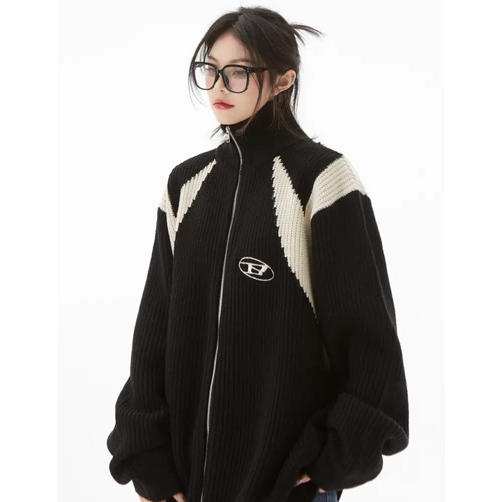 Chic full zip turtleneck cardigan for y2k winter fashion