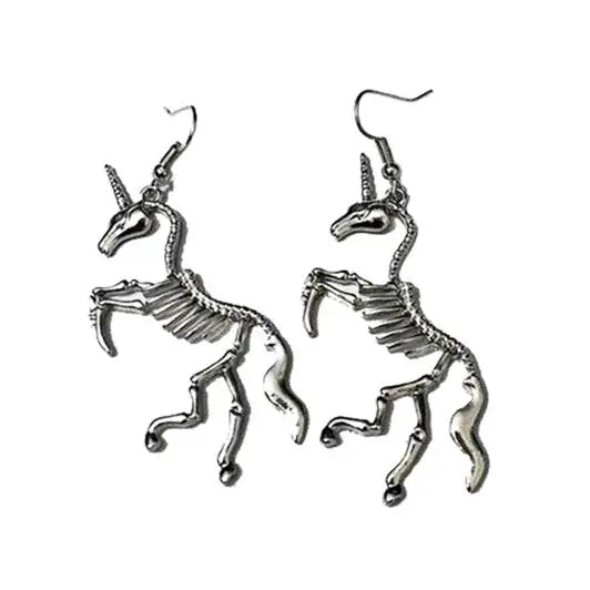 Unicorn skeleton earrings - standart / silver - earrings