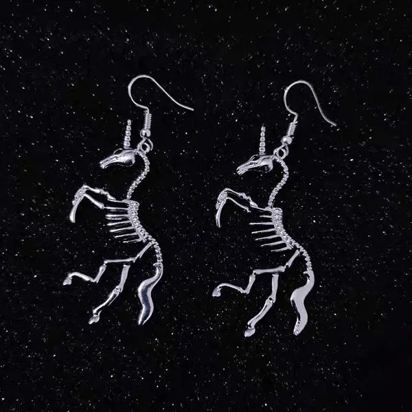 Unicorn skeleton earrings - standart / silver - earrings