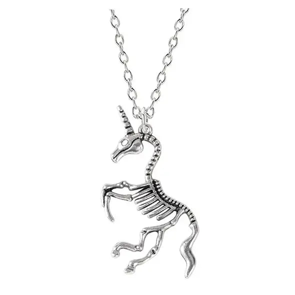 Unicorn skeleton pendant necklace - standart / silver