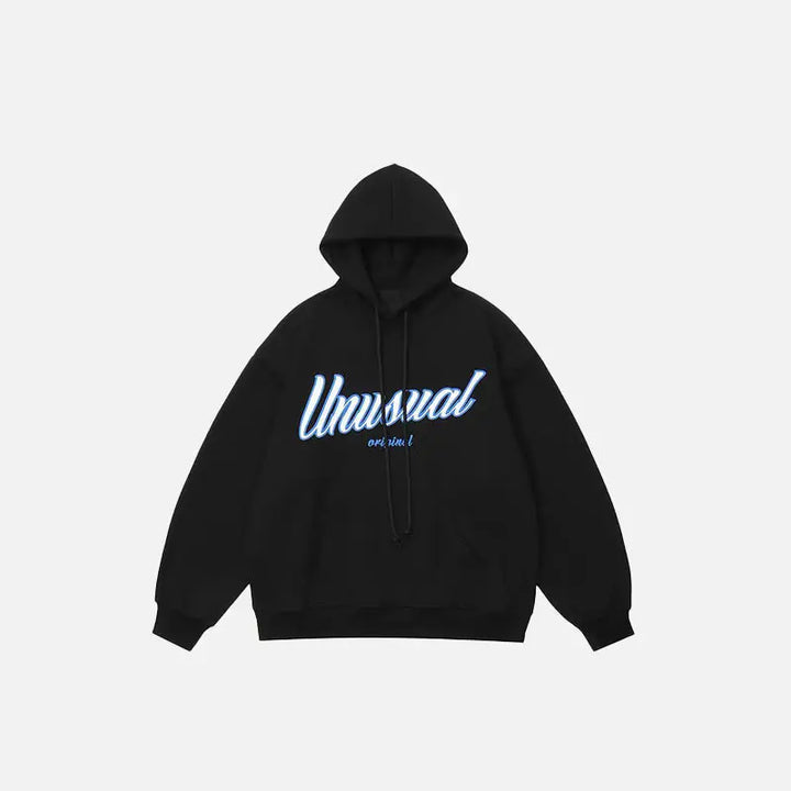 ’unusual’ letter print hoodie y2k - black / m - hoodies