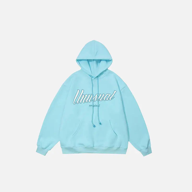 ’unusual’ letter print hoodie y2k - blue / m - hoodies