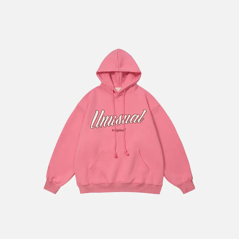 ’unusual’ letter print hoodie y2k - pink / m - hoodies