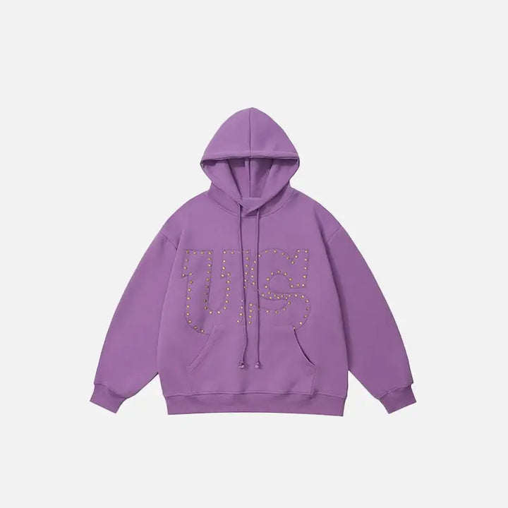 ’us’ letter embroidery hoodie y2k - purple / m - hoodies