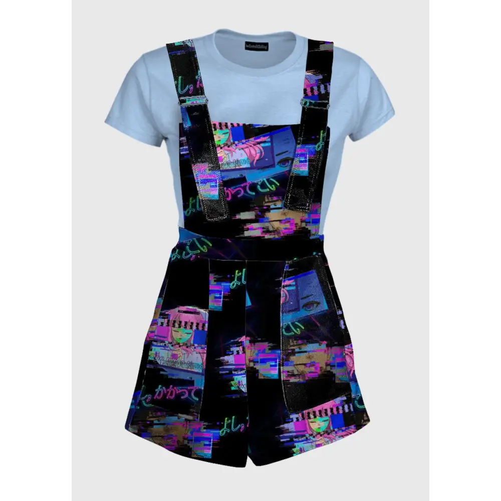 Vaporwave aesthetic black overalls