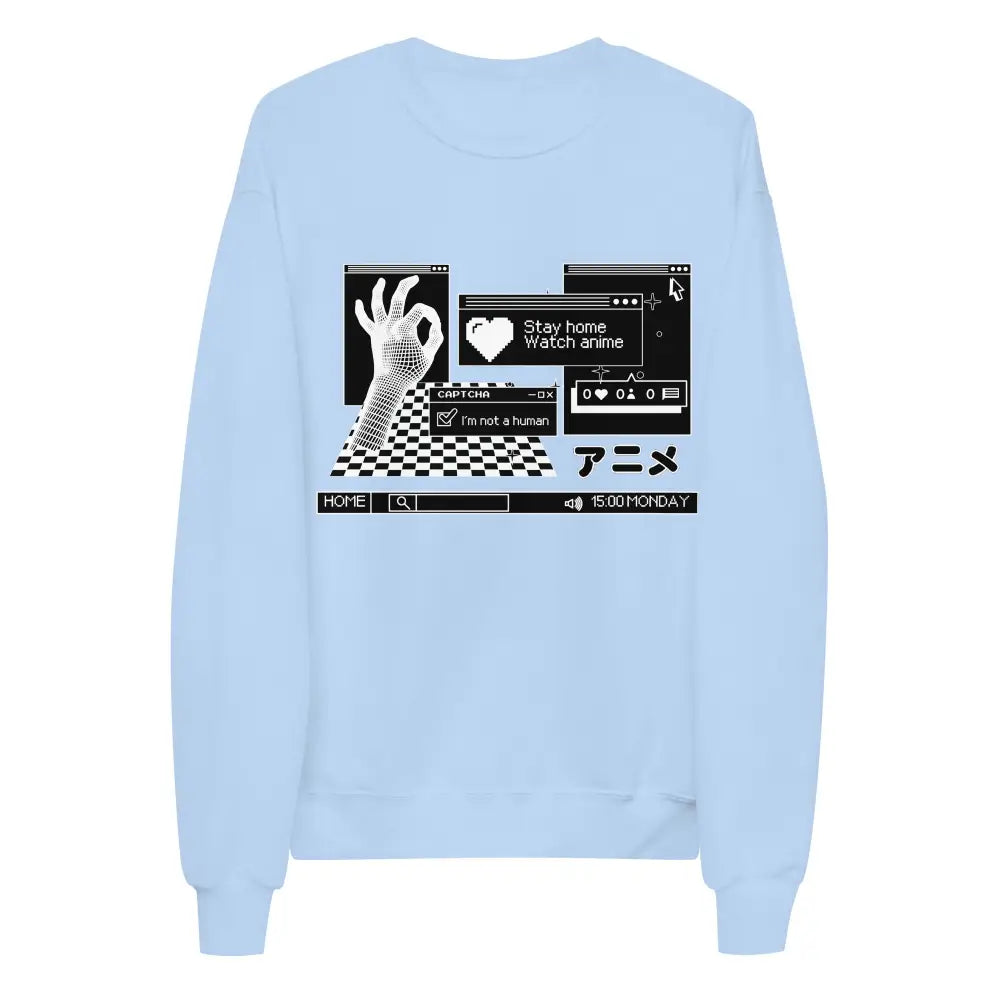 Eco-friendly y2k style fleece sweatshirt with recycled polyester - light blue / s