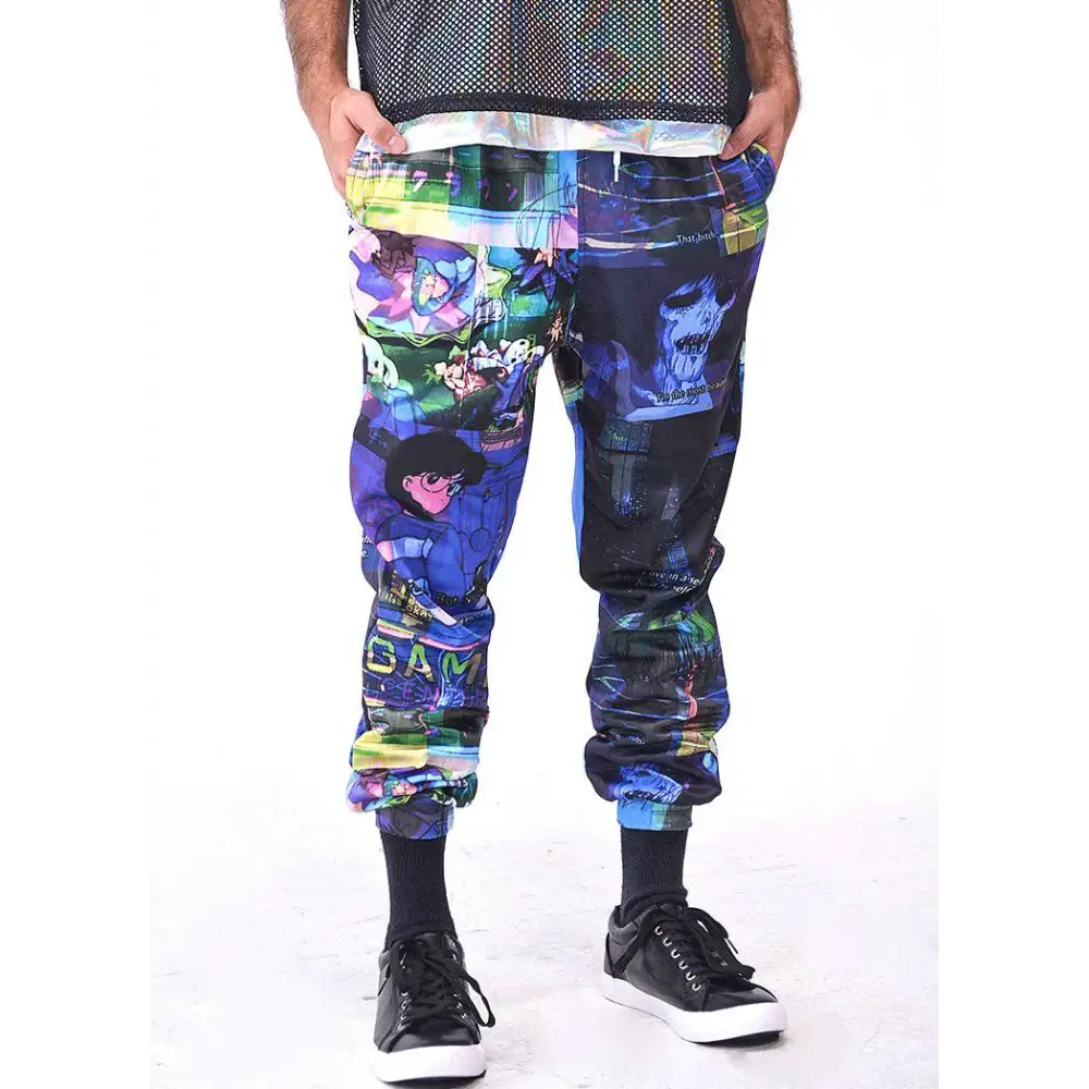 Vaporwave glitch anime joggers with unique aesthetic design - 4xl - men pants