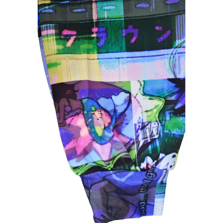 Vaporwave glitch anime joggers with unique aesthetic design - men pants