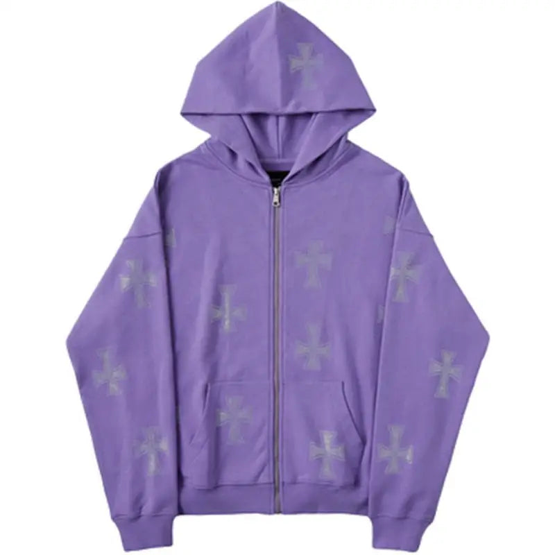 Veste streetwear à croix en strass - violet / m