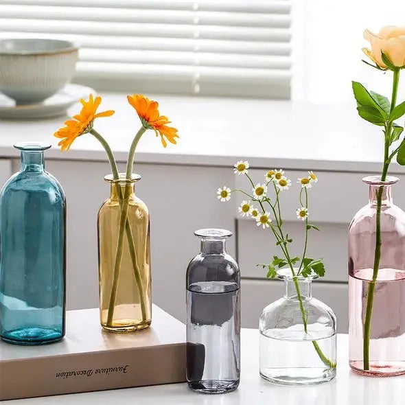 Vibrant color bottle vase for aesthetic room decor