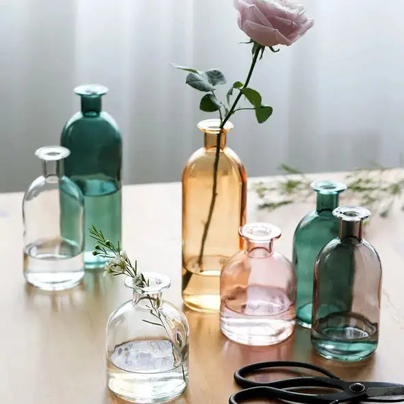 Vibrant color bottle vase for aesthetic room decor