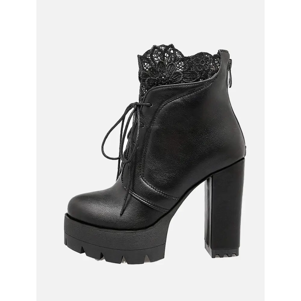 Autumn lacing platform heel boots inspired by victorian era trends - heels