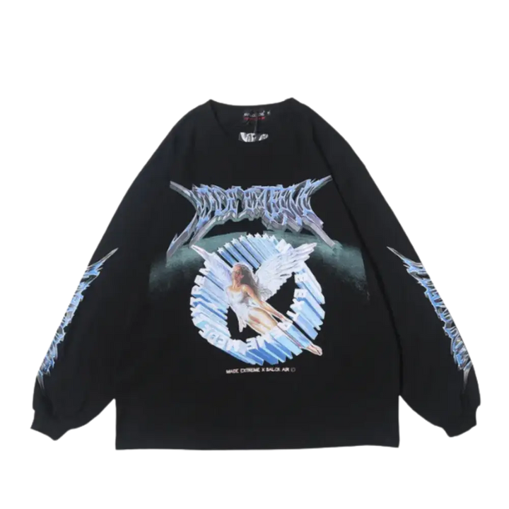 Vintage angels heavy 400gsm sweater y2k - black / m