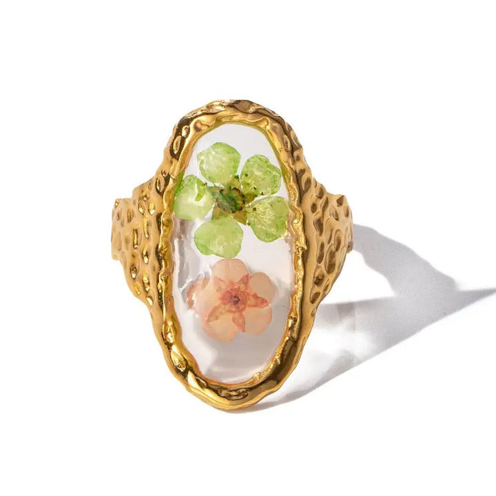 Vintage dried flowers apparel and accessories collection - ajustable / 2 - ring