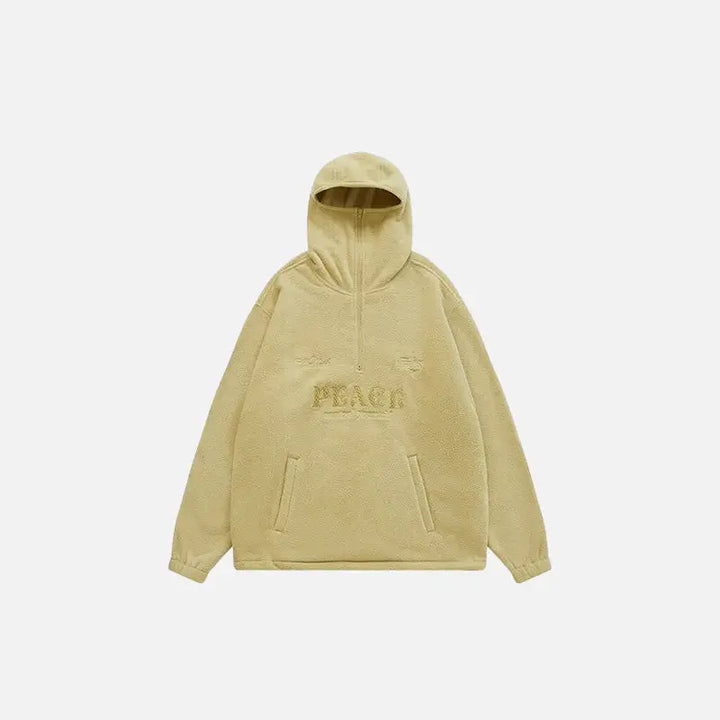 Vintage embroidery style fleece hoodies y2k - light yellow / m