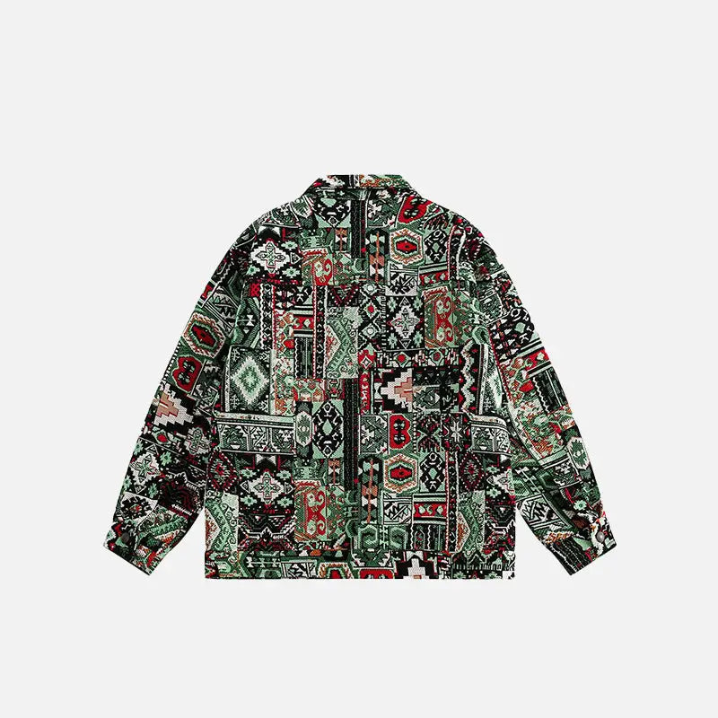 Vintage ethnic pattern graphic painting jacket y2k - denim
