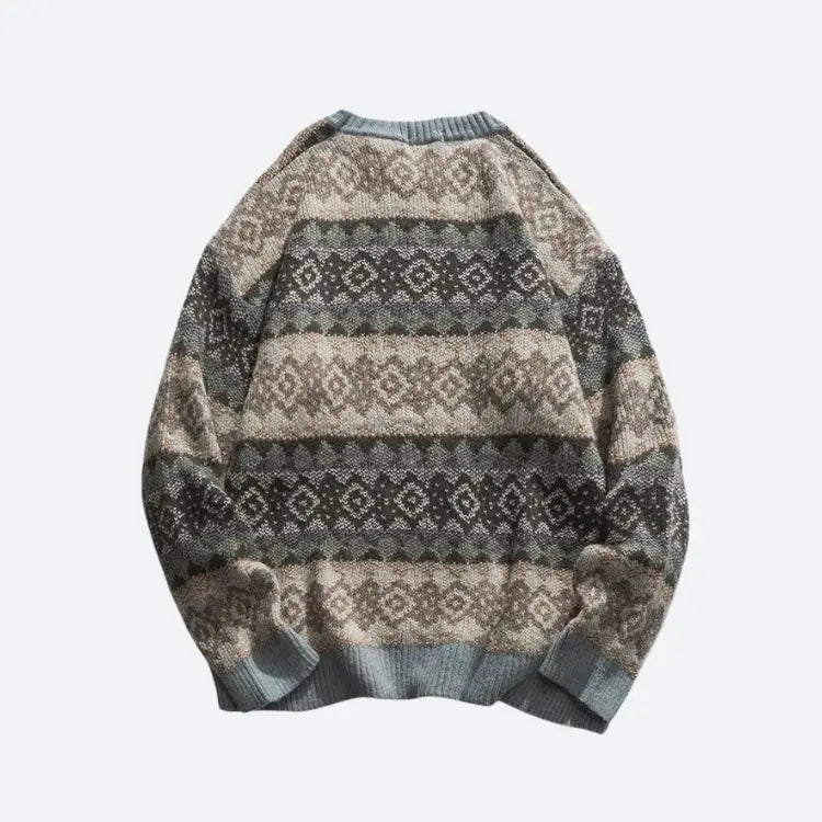 Vintage aesthetic jacquard knitted sweater for timeless style