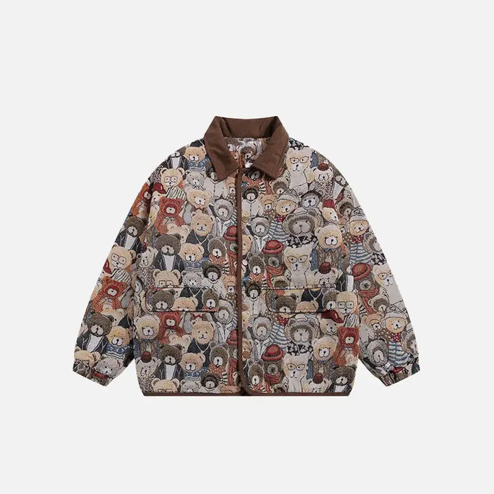 Vintage loose teddy bear padded jacket y2k - brown / m - puffer jackets