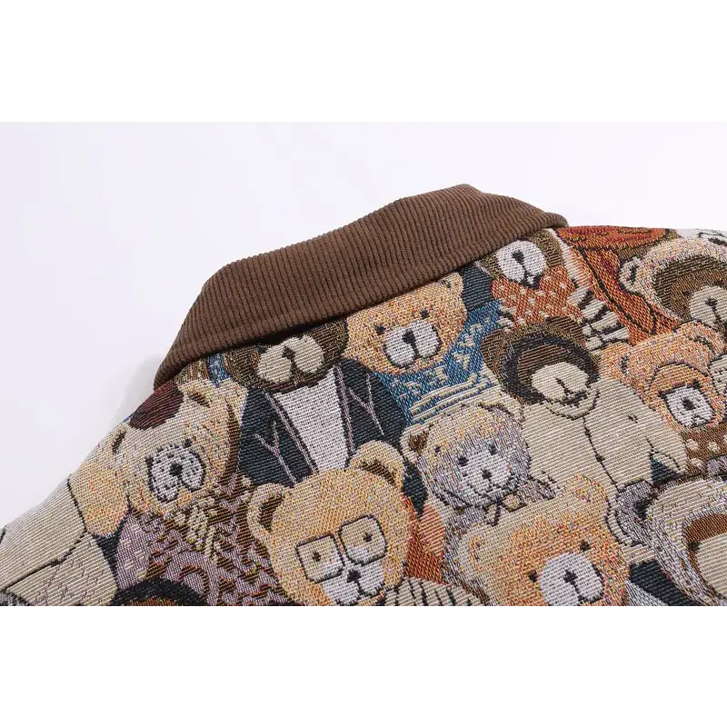 Vintage loose teddy bear padded jacket y2k - puffer jackets