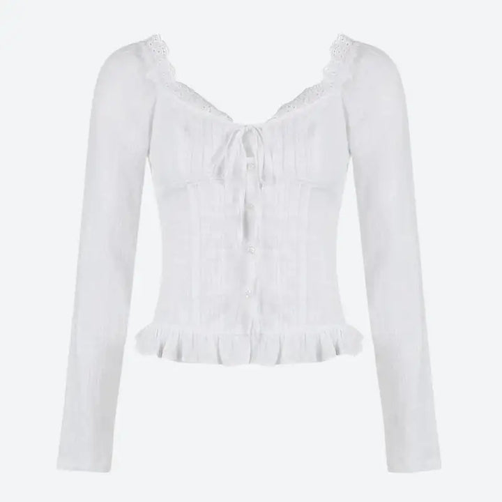 Y2k inspired ruched bodice shirt for a flattering fit