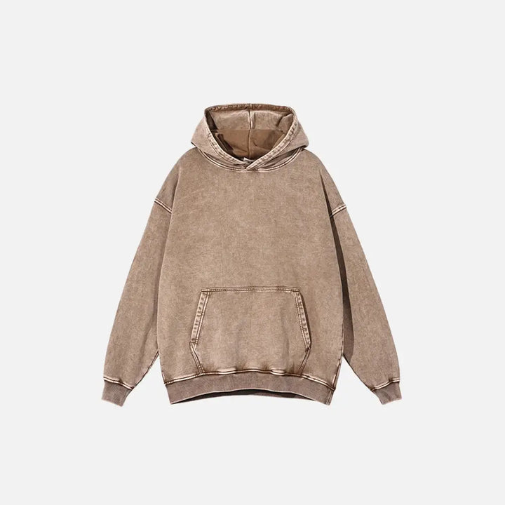 Vintage solid color washed hoodie y2k - khaki / s - hoodies