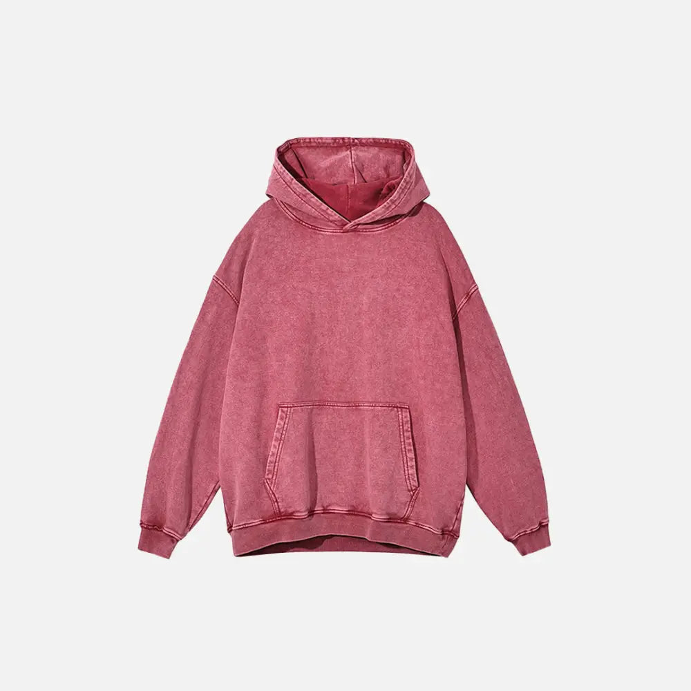 Vintage solid color washed hoodie y2k - red / s - hoodies