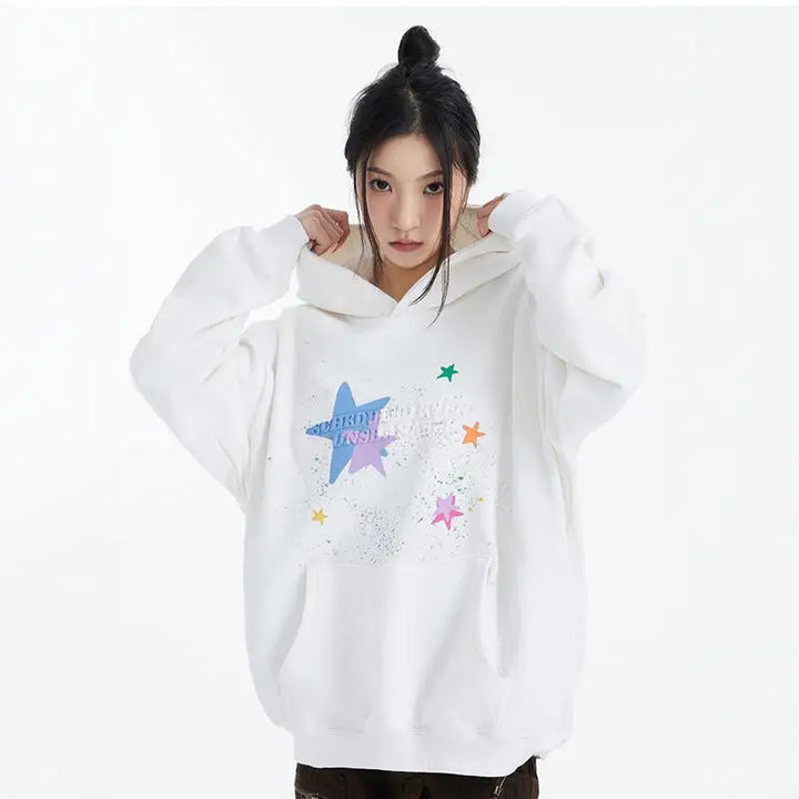 Vintage star graphic oversized hoodie y2k - hoodies